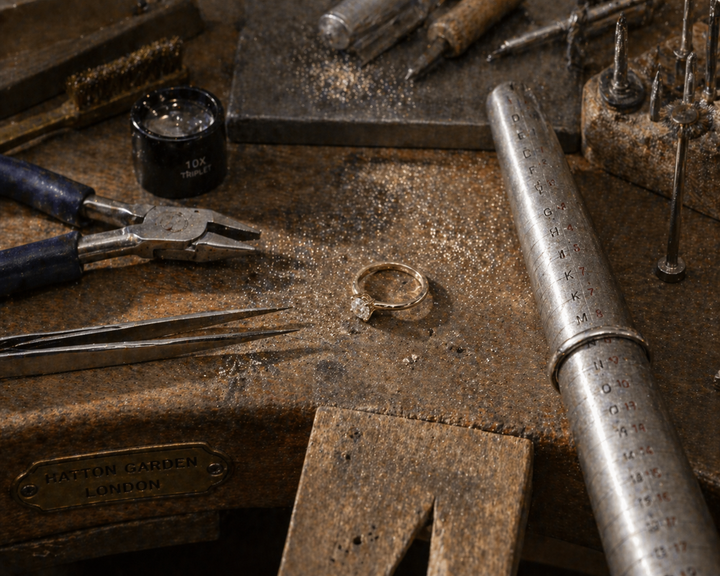 A jeweller's bench in Hatton Garden, Luma Jewellery
