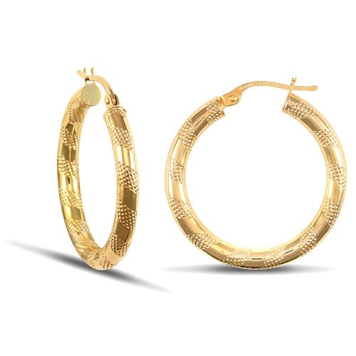 Rhiannon 9ct yellow gold hoop earrings, 25mm