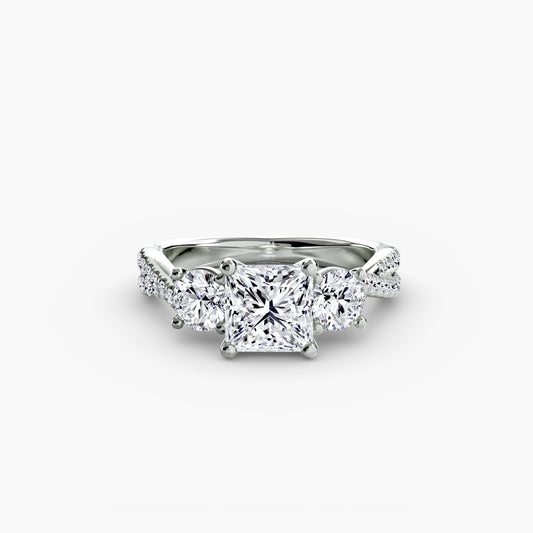 Adrienne engagement ring setting with princess cut diamond in white gold, Luma Jewellery