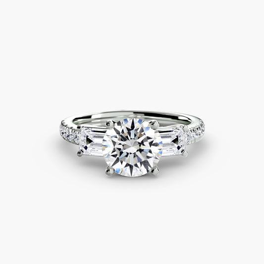 Amelie engagement ring setting with round cut diamond in white gold, Luma Jewellery
