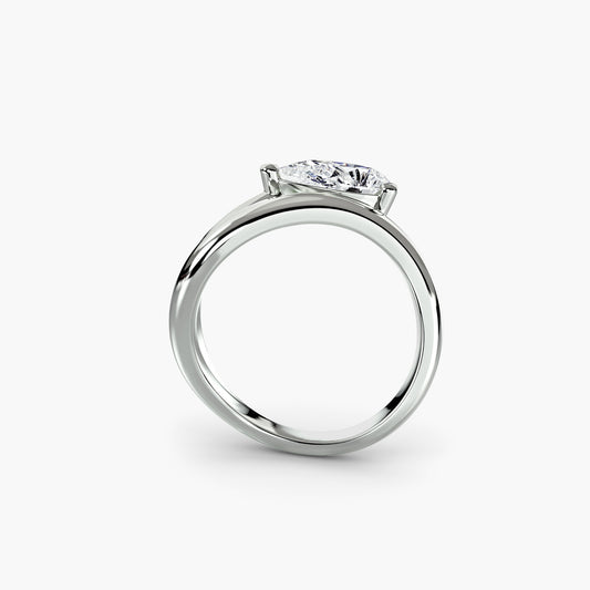 Aylin solitaire engagement ring setting in white gold, front view, Luma Jewellery