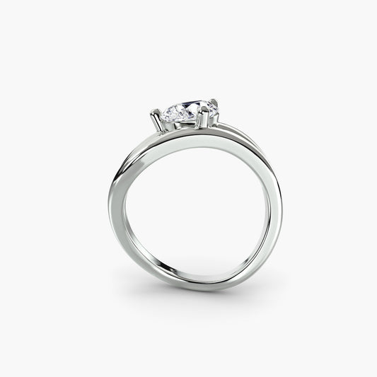 Elara solitaire engagement ring setting in white gold, front view, Luma Jewellery