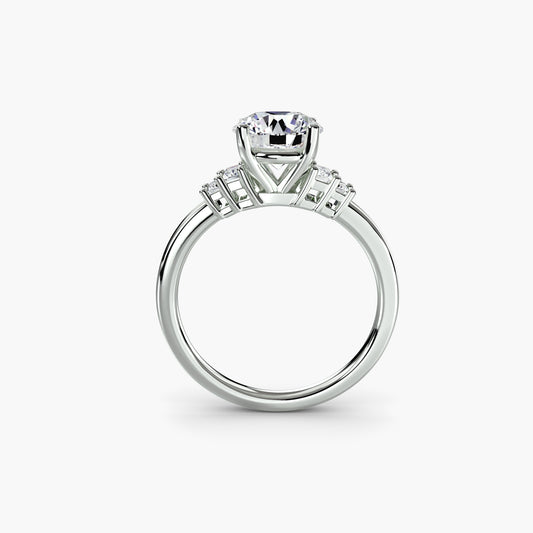 Seren solitaire engagement ring setting in white gold, front view, Luma Jewellery