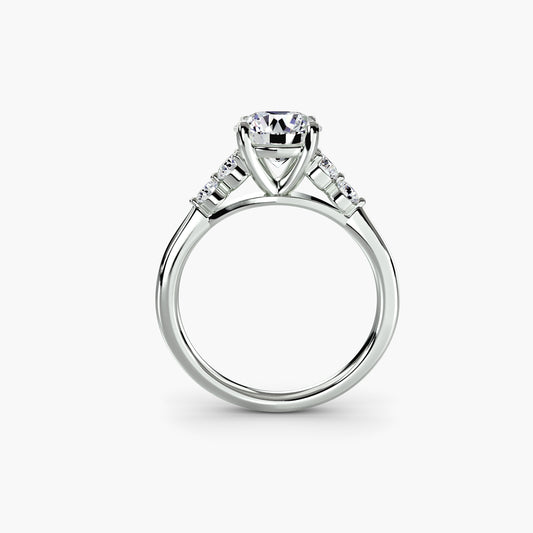 Astra solitaire engagement ring setting in white gold, front view, Luma Jewellery