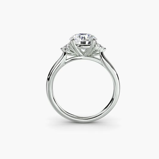 Nyssa solitaire engagement ring setting in white gold, front view, Luma Jewellery