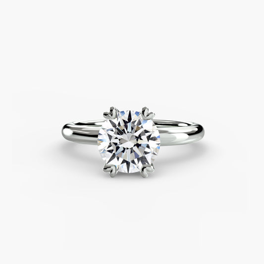 Amaris engagement ring setting with round cut diamond in white gold, Luma Jewellery