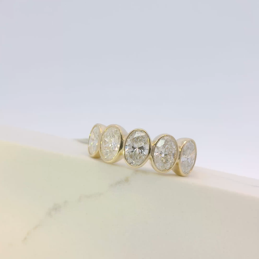 Lumiara gold oval five diamond ring, Luma Jewellery