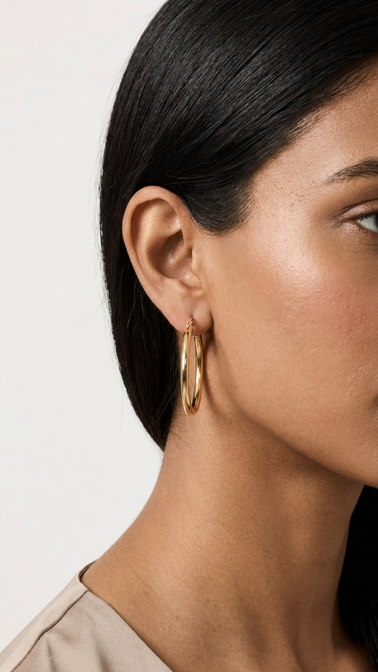 Palma 14ct gold creole earrings