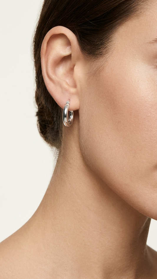 Opal 9k White Gold Hoop Earrings
