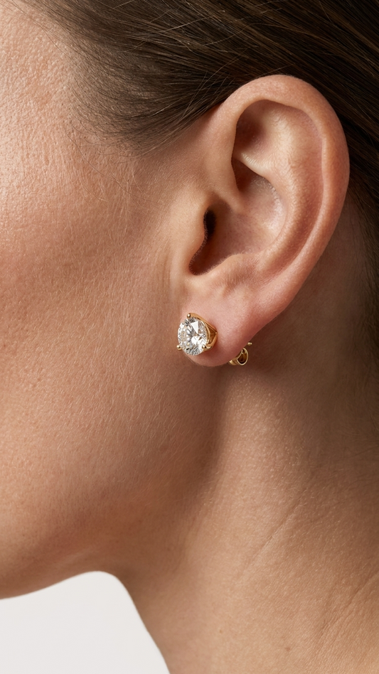 Aveline martini three claw lab grown diamond stud earrings, Luma Jewellery