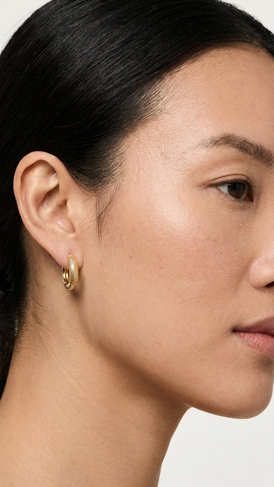 Lilac 9ct gold creole earrings