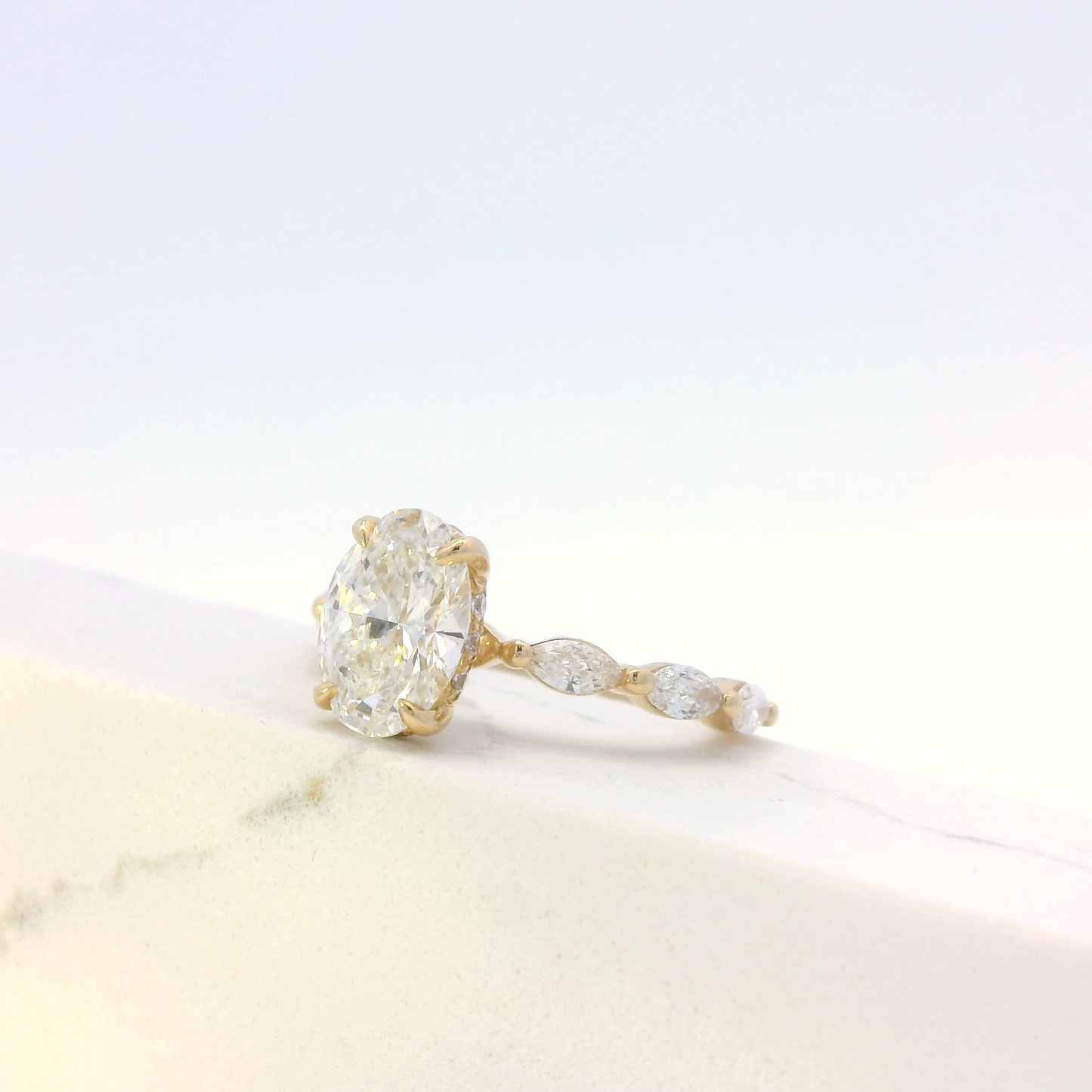 Soraya oval diamond engagement ring band, gold, Luma Jewellery