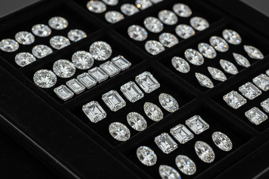 A jeweller's tray of certified lab grown diamonds, Luma Jewellery