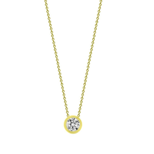 Sarai 18ct yellow gold rub over set lab grown diamond pendant