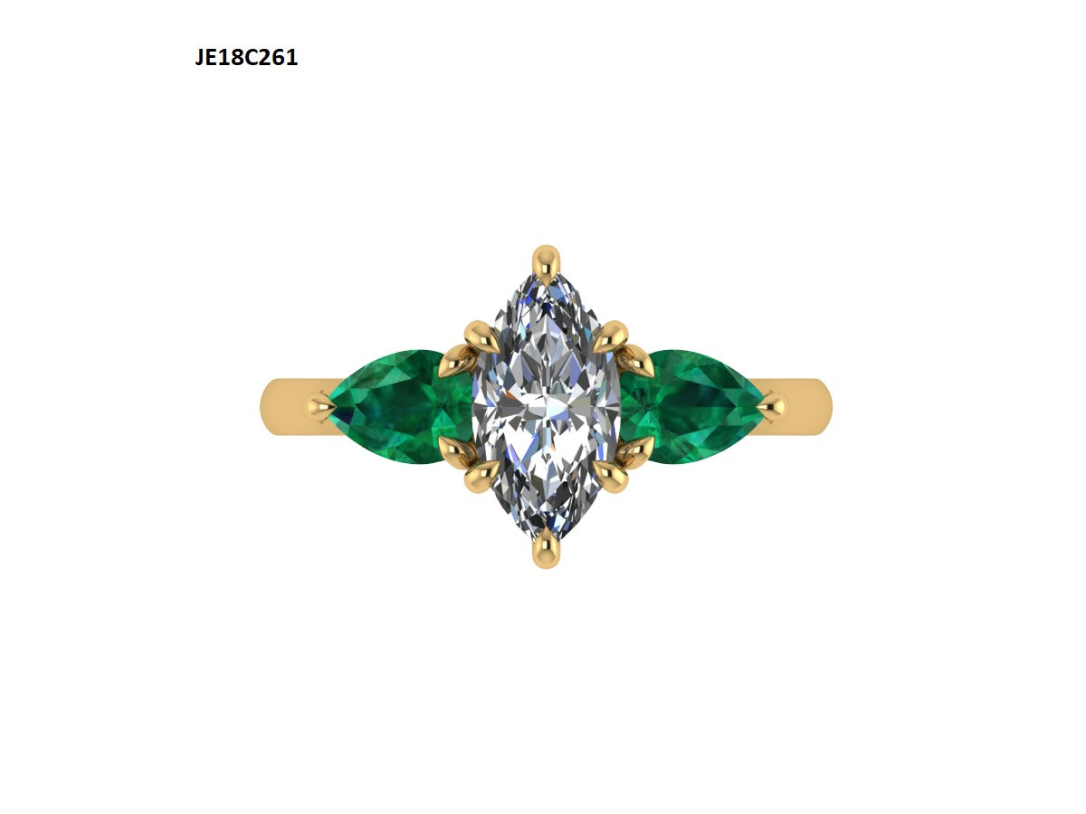 The Christoph - 18K gold trilogy engagement ring
