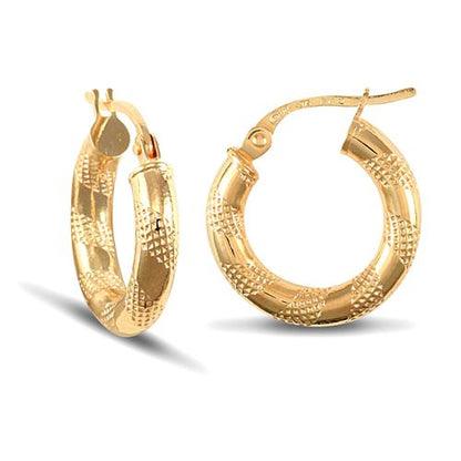 Rhiannon 9ct yellow gold hoop earrings, 16mm