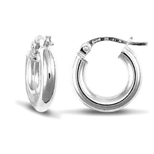 Opal 9ct white gold hoop earrings, 16mm