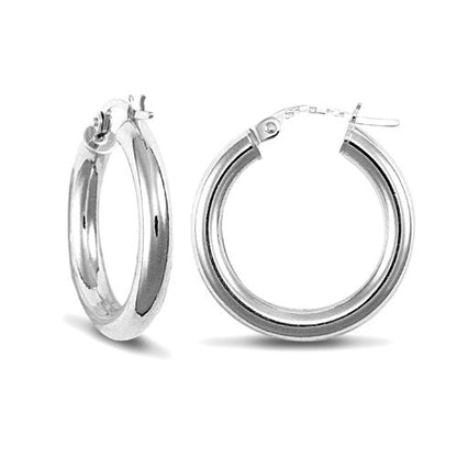 Opal 9ct white gold hoop earrings, 20mm