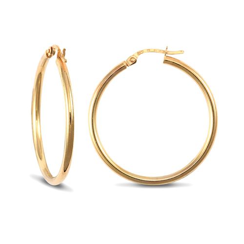 Clementine 9ct yellow gold hoop earrings, 30mm