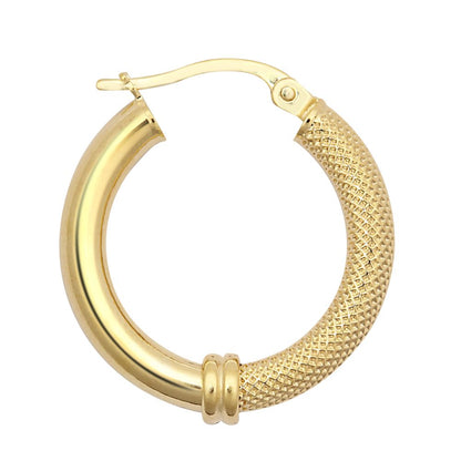Lilac 9ct yellow gold creole earrings