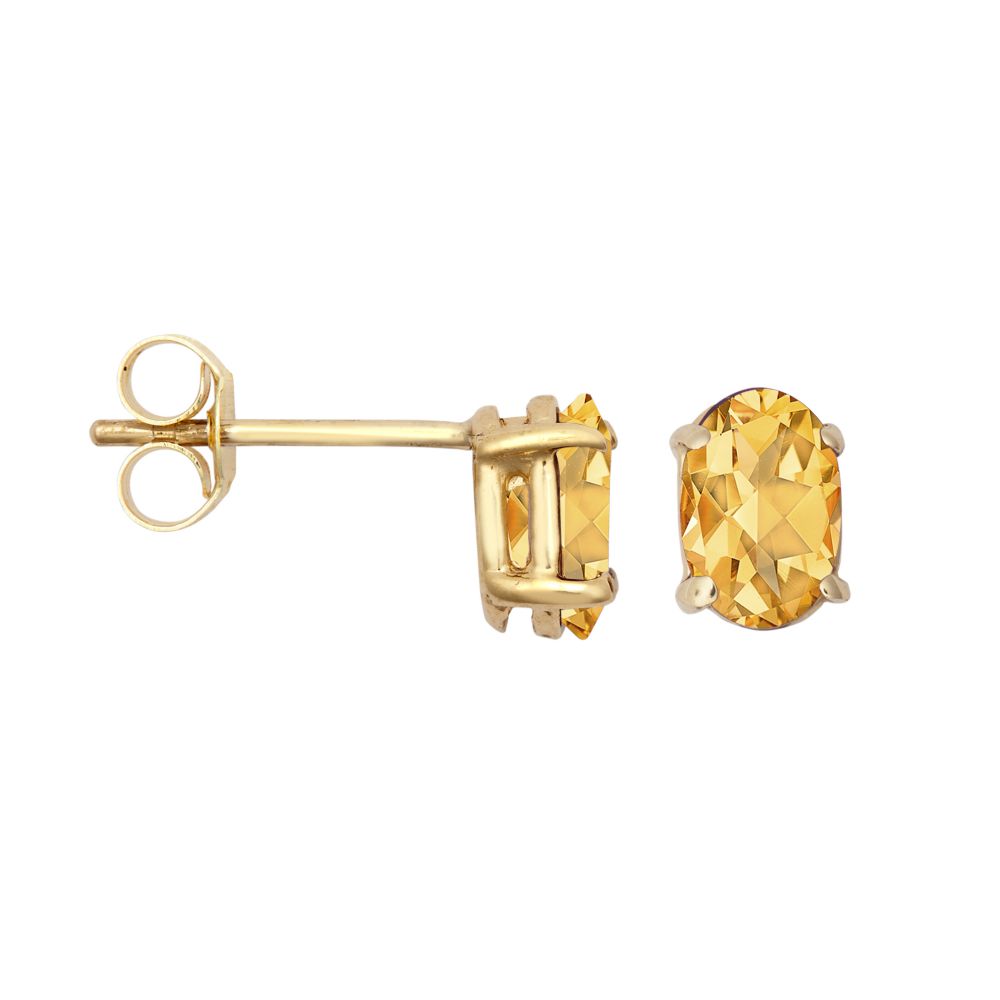 Clara 9ct yellow gold gemstone stud earrings, yellow citrine