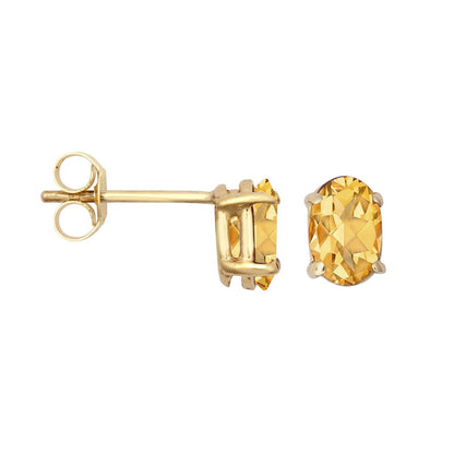 Clara 9ct yellow gold gemstone stud earrings, yellow citrine