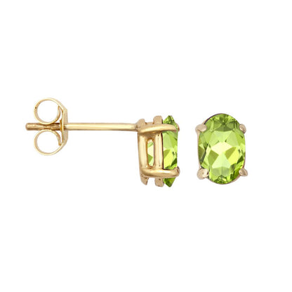 Clara 9ct yellow gold gemstone stud earrings, lime peridot
