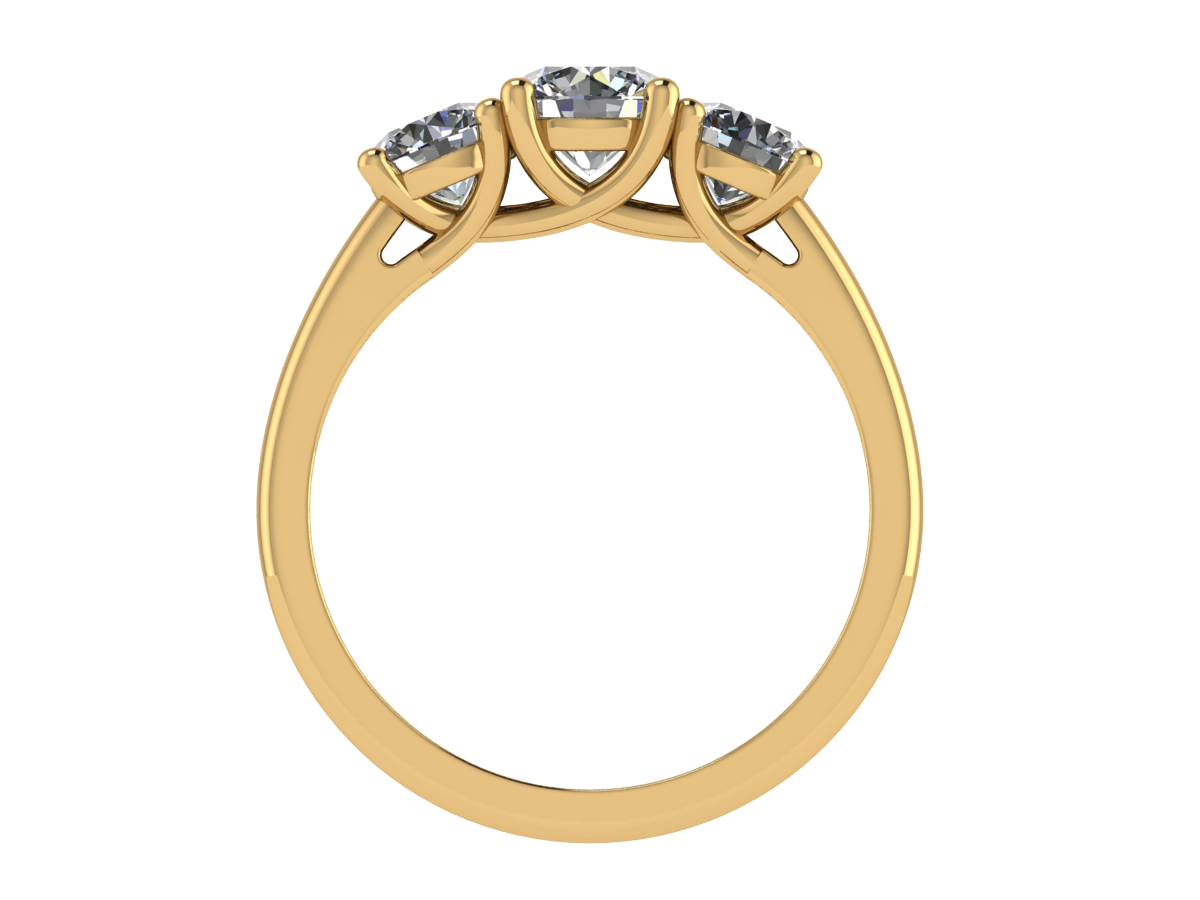 The Shivani Three-Stone Round Brilliant Diamond Ring - 9k Yellow Gold