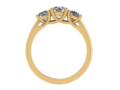 The Shivani Three-Stone Round Brilliant Diamond Ring - 9k Yellow Gold