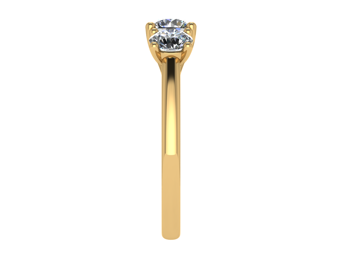 The Shivani Three-Stone Round Brilliant Diamond Ring - 9k Yellow Gold