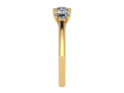 The Shivani Three-Stone Round Brilliant Diamond Ring - 9k Yellow Gold