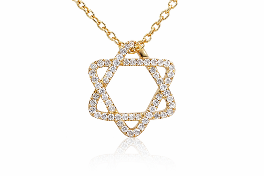 Magen Kesher curved Star of David lab grown diamond pendant in yellow gold