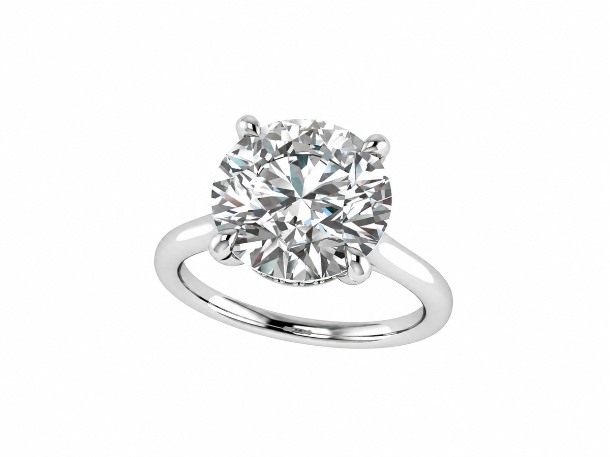 The Cheyanne - Bespoke Round Brilliant Solitaire with hidden halo