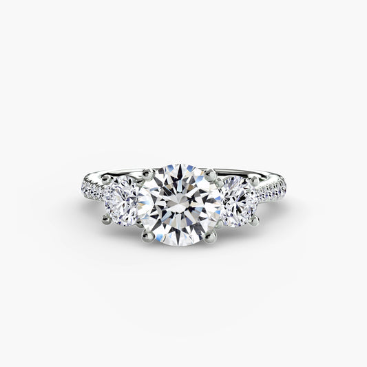 Mirella three stone engagement ring setting in white gold, Luma Jewellery