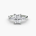 Soleil three stone engagement ring setting in white gold, Luma Jewellery