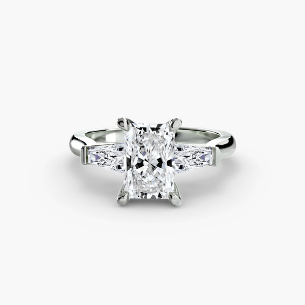 Soleil three stone engagement ring setting in white gold, Luma Jewellery
