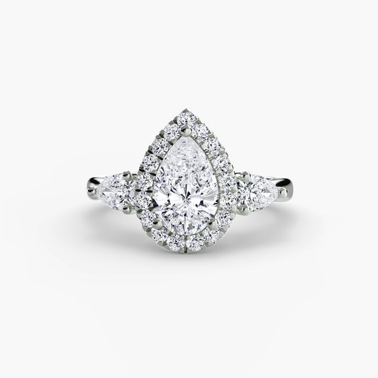 Evora solitaire engagement ring setting in white gold, side view, Luma Jewellery