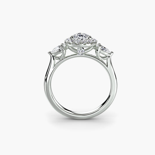 Evora solitaire engagement ring setting in white gold, front view, Luma Jewellery