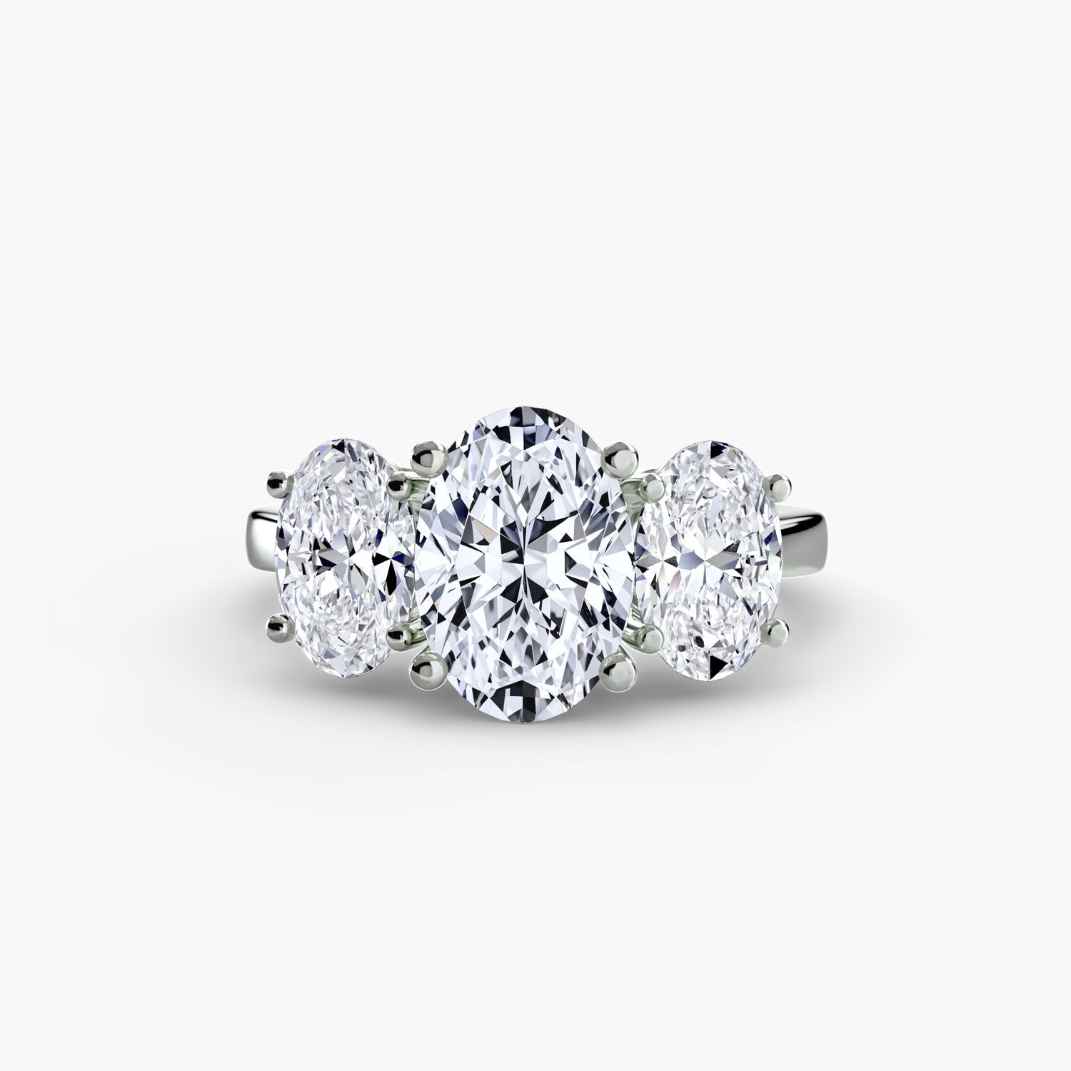 Aurelia oval trilogy engagement ring setting in white gold, Luma Jewellery