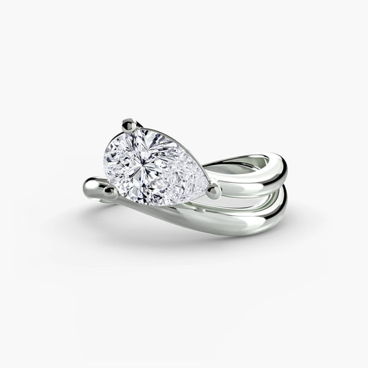 Aylin solitaire engagement ring setting in white gold, side view, Luma Jewellery