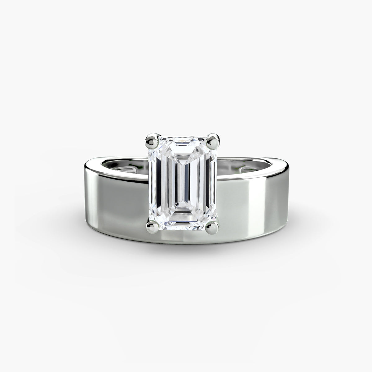 Esmé wide band solitaire engagement ring setting in white gold, Luma Jewellery