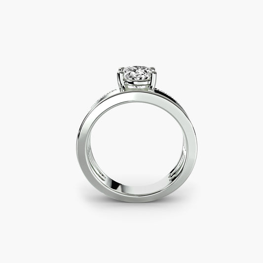 Ilona solitaire engagement ring setting in white gold, front view, Luma Jewellery