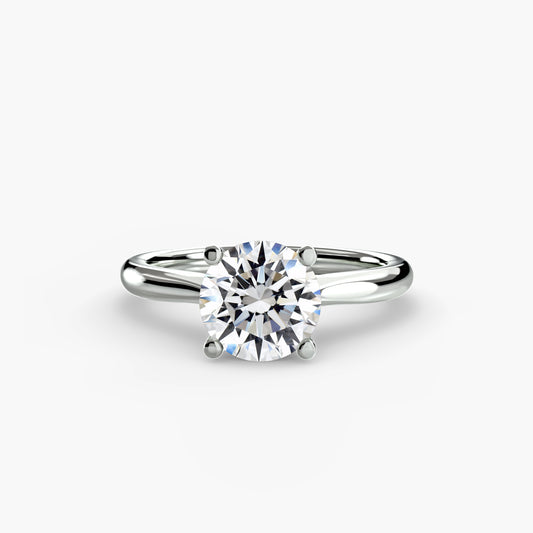 Odile round solitaire engagement ring setting in white gold, side view, Luma Jewellery
