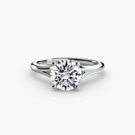 Maren solitaire engagement ring setting in white gold, side view, Luma Jewellery
