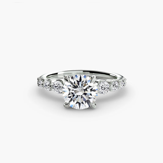 Evora solitaire engagement ring setting in white gold, side view, Luma Jewellery