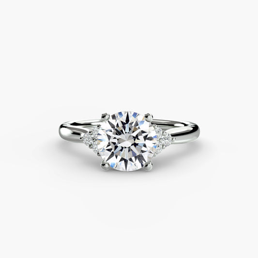 Nyssa solitaire engagement ring setting in white gold, side view, Luma Jewellery