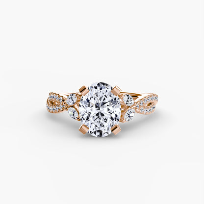 Zinnia solitaire engagement ring setting in rose gold, top view, Luma Jewellery
