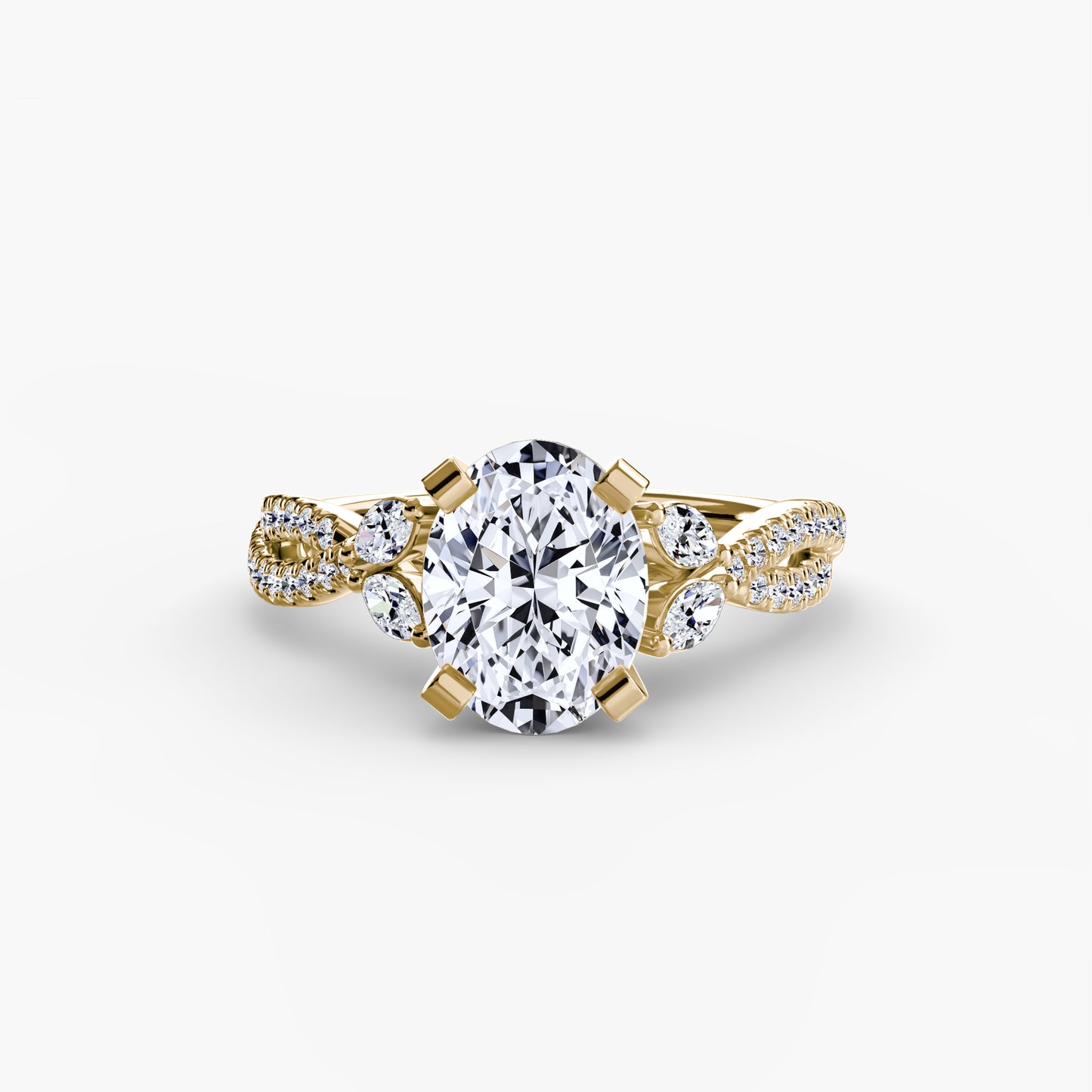 Zinnia solitaire engagement ring setting in yellow gold, top view, Luma Jewellery