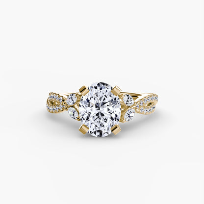 Zinnia solitaire engagement ring setting in yellow gold, top view, Luma Jewellery