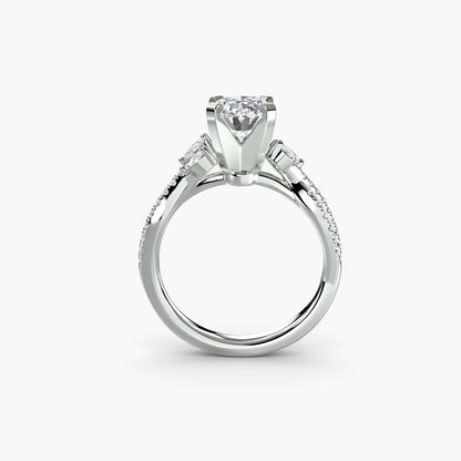 Zinnia solitaire engagement ring setting in white gold, front view, Luma Jewellery